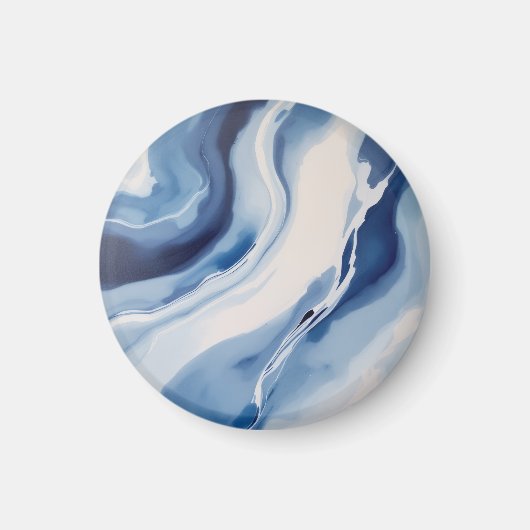 Tiefblaue Marmorierung Magnet (Vorne)