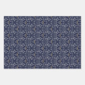 Tiefblaue Menora im William-Morris-Muster Geschenkpapier Set (Vorderseite)