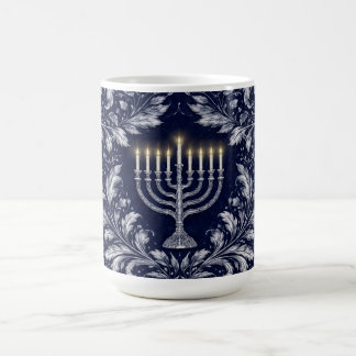 Tiefblaue Menora im William-Morris-Muster Kaffeetasse
