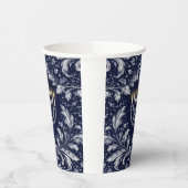 Tiefblaue Menora im William-Morris-Muster Pappbecher (Links)