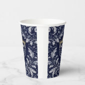 Tiefblaue Menora im William-Morris-Muster Pappbecher (Rechts)