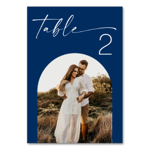 Tiefblaue Navy-Küsten-Klassische-Foto-Hochzeit Tischnummer