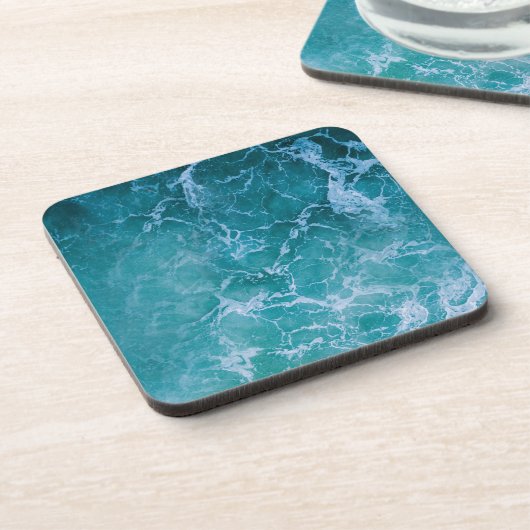 Tiefblaue Ozeanwellen Getränkeuntersetzer (Linke Seite)