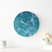 Tiefblaue Ozeanwellen Große Wanduhr (Zuhause)