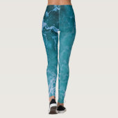 Tiefblaue Ozeanwellen Leggings (Rückseite)