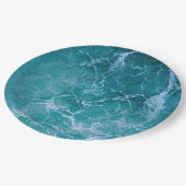 Tiefblaue Ozeanwellen Pappteller (Schrägansicht)