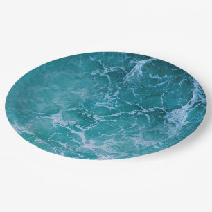 Tiefblaue Ozeanwellen Pappteller