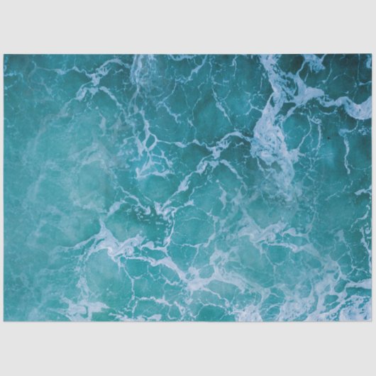 Tiefblaue Ozeanwellen Seidenpapier (Vorderseite)