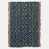 Tiefblaue Retro-Vintage-Muster Decke (Vorderseite Vertikal)