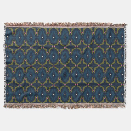Tiefblaue Retro-Vintage-Muster Decke (Vorderseite)