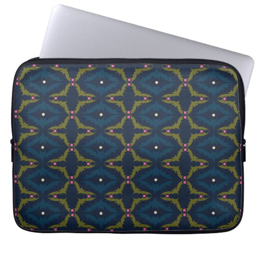 Tiefblaue Retro-Vintage-Muster  Laptopschutzhülle (Vorderseite)