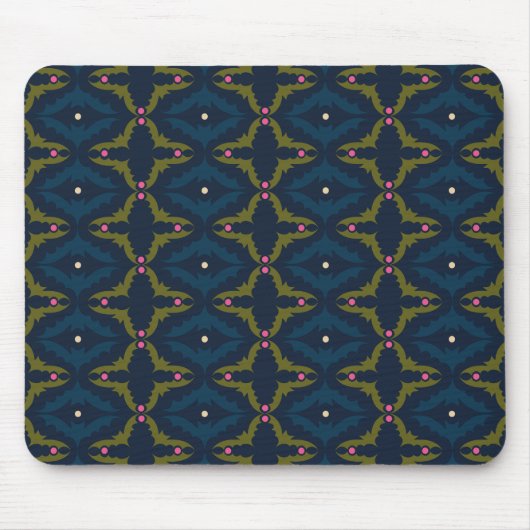 Tiefblaue Retro-Vintage-Muster Mousepad (Vorne)