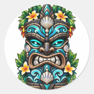 Tiefblaue Riff-Tiki-Aufkleber Runder Aufkleber