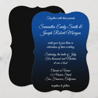 Tiefblaue schwarze Ombre elegante Kalligrafie Hoch Einladung