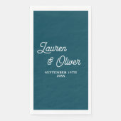 Tiefblaue Skript-Minimalist-Hochzeit Serviette (Vorderseite)