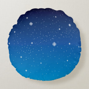 Tiefblaue sternklare Nacht Rundes Kissen