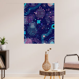 Tiefblaue Träume Abstrakte Kunst Poster