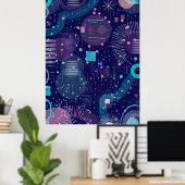 Tiefblaue Träume Abstrakte Kunst Poster (Heimbüro)