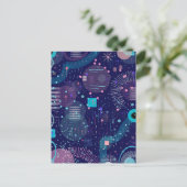 Tiefblaue Träume Abstrakte Kunst Postkarte (Stehend Vorderseite)