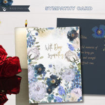 Tiefblaue und goldene florale Wasserfarbe-Trauerka