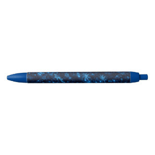 Tiefblaue und helle Schneeflocken Pen Kugelschreiber