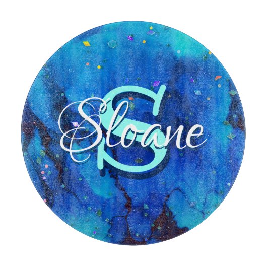 Tiefblaue Unterwasser-Alkoholtink Schneidebrett (Vorderseite)