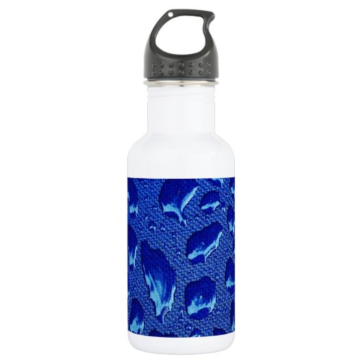 Tiefblaue Wassertropfen Edelstahlflasche (Vorderseite)