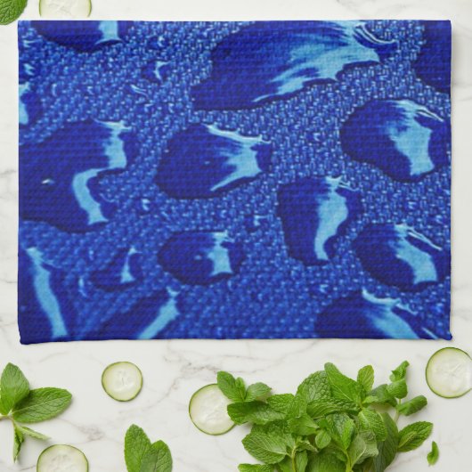 Tiefblaue Wassertropfen Geschirrtuch (Gefaltet)
