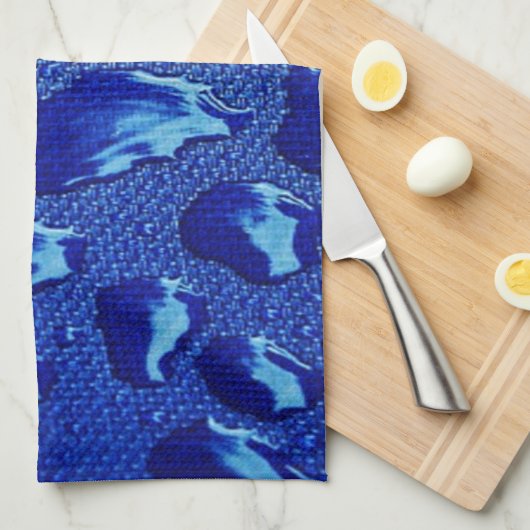 Tiefblaue Wassertropfen Geschirrtuch (Viertel Falte)