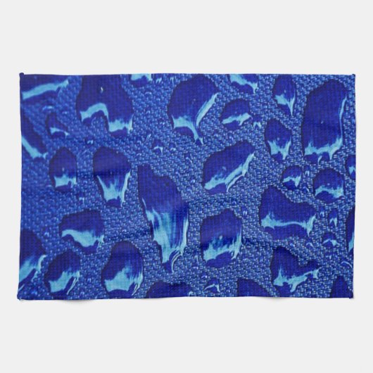 Tiefblaue Wassertropfen Geschirrtuch (Horizontal)
