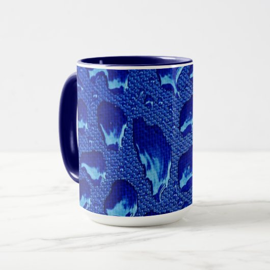 Tiefblaue Wassertropfen Tasse (Vorderseite Links)