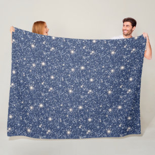 Tiefblauer Glitter Fleecedecke