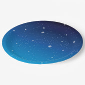 Tiefblauer Sternenhimmel Pappteller (Schrägansicht)
