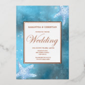 Tiefblaues Meer Hochzeit Real Foil Einladung (Vorderseite)