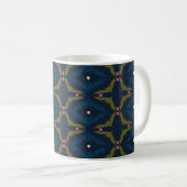Tiefblaues Retro-Vintage-Muster  Kaffeetasse (VorderseiteRechts)