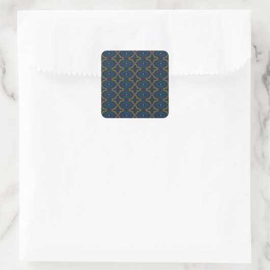 Tiefblaues Retro-Vintage-Muster  Quadratischer Aufkleber (Tasche)