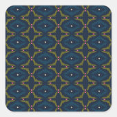 Tiefblaues Retro-Vintage-Muster  Quadratischer Aufkleber (Vorderseite)