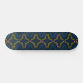 Tiefblaues Retro-Vintage-Muster Skateboard (Horizontal)