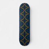 Tiefblaues Retro-Vintage-Muster Skateboard (Vorne)