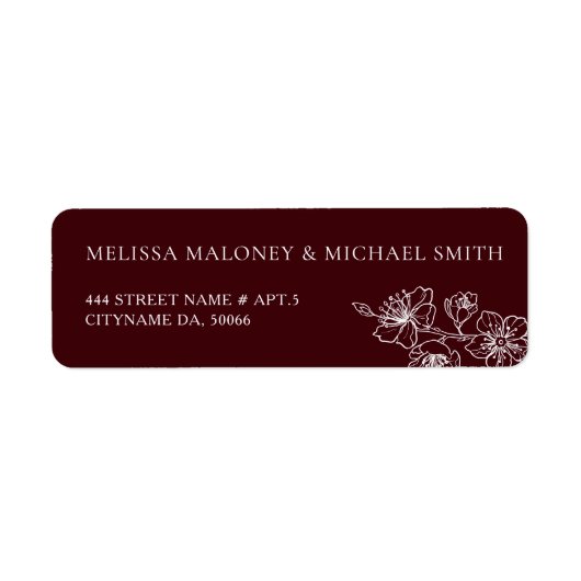 Tiefburgunder Blumenlinienkunst  (Vorne)