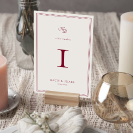 Tiefburgunder Schrift Hochzeit Tischnummer