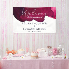 Tiefburgundisch, rot, Aquarell, abstrakter Tintenw Banner