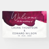 Tiefburgundisch, rot, Aquarell, abstrakter Tintenw Banner (Horizontal)