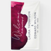 Tiefburgundisch, rot, Aquarell, abstrakter Tintenw Banner (Vertikal)