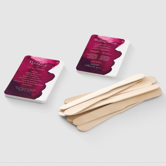 Tiefburgundisch, rot, Aquarell, abstrakter Tintenw Fächer (Non-assembled)