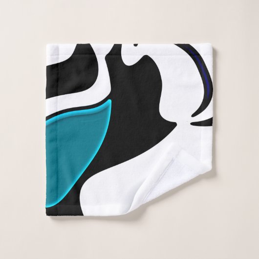 Tiefe: Abstrakt Schwarz, Weiß und Blau Badhandtuch Set (Waschlappen)