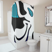 Tiefe: Abstrakt Schwarz, Weiß und Blau Duschvorhang (Beispiel)