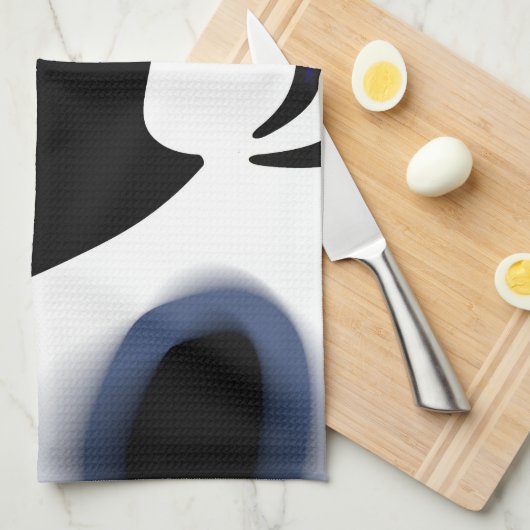 Tiefe: Abstrakt Schwarz, Weiß und Blau Geschirrtuch (Viertel Falte)