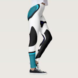 Tiefe: Abstrakt Schwarz, Weiß und Blau Leggings