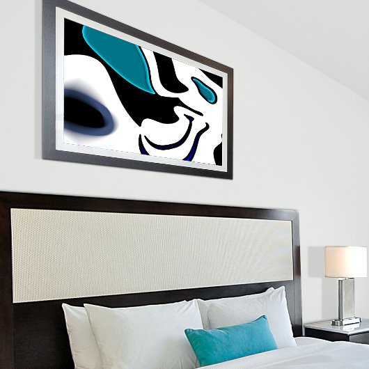 Tiefe: Abstrakt Schwarz, Weiß und Blau Leinwanddruck